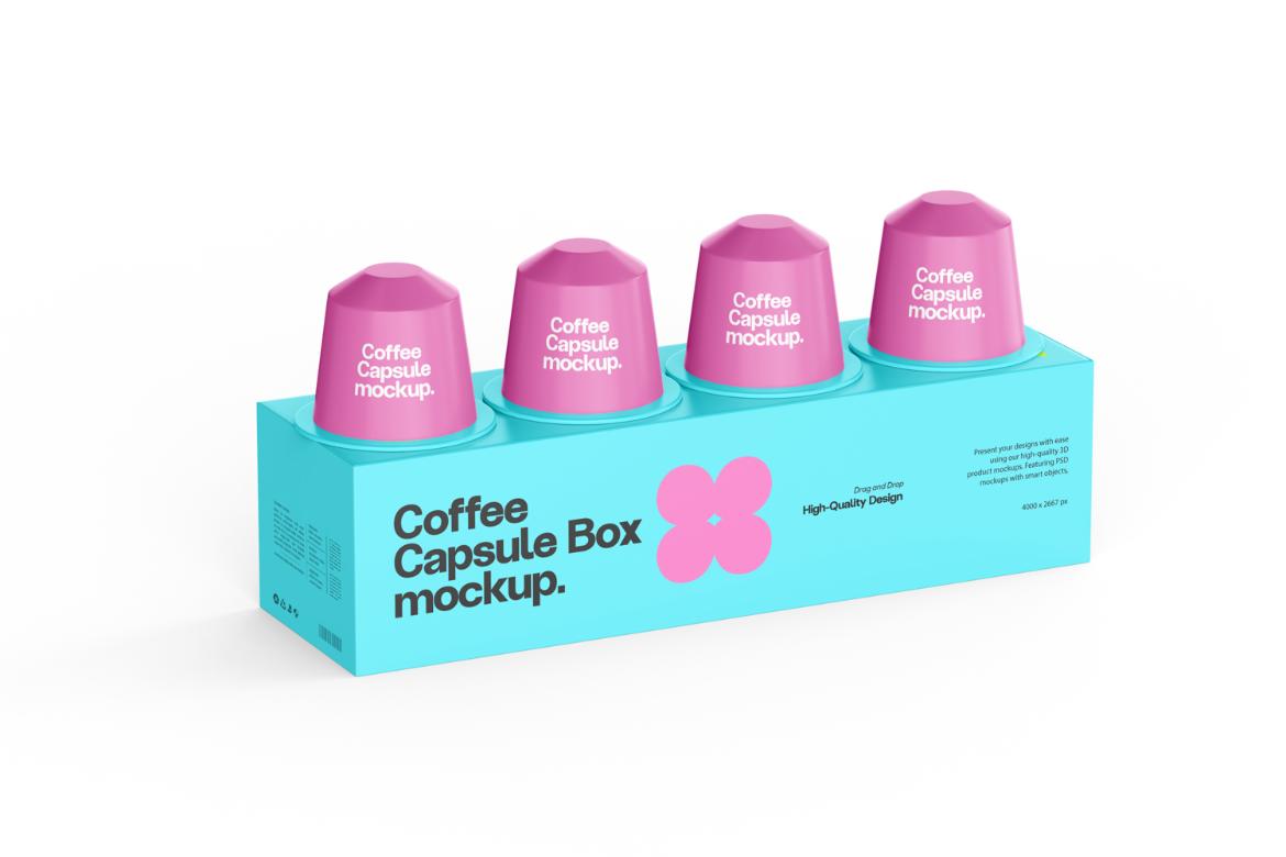 Coffee Capsule with Box Mockup
