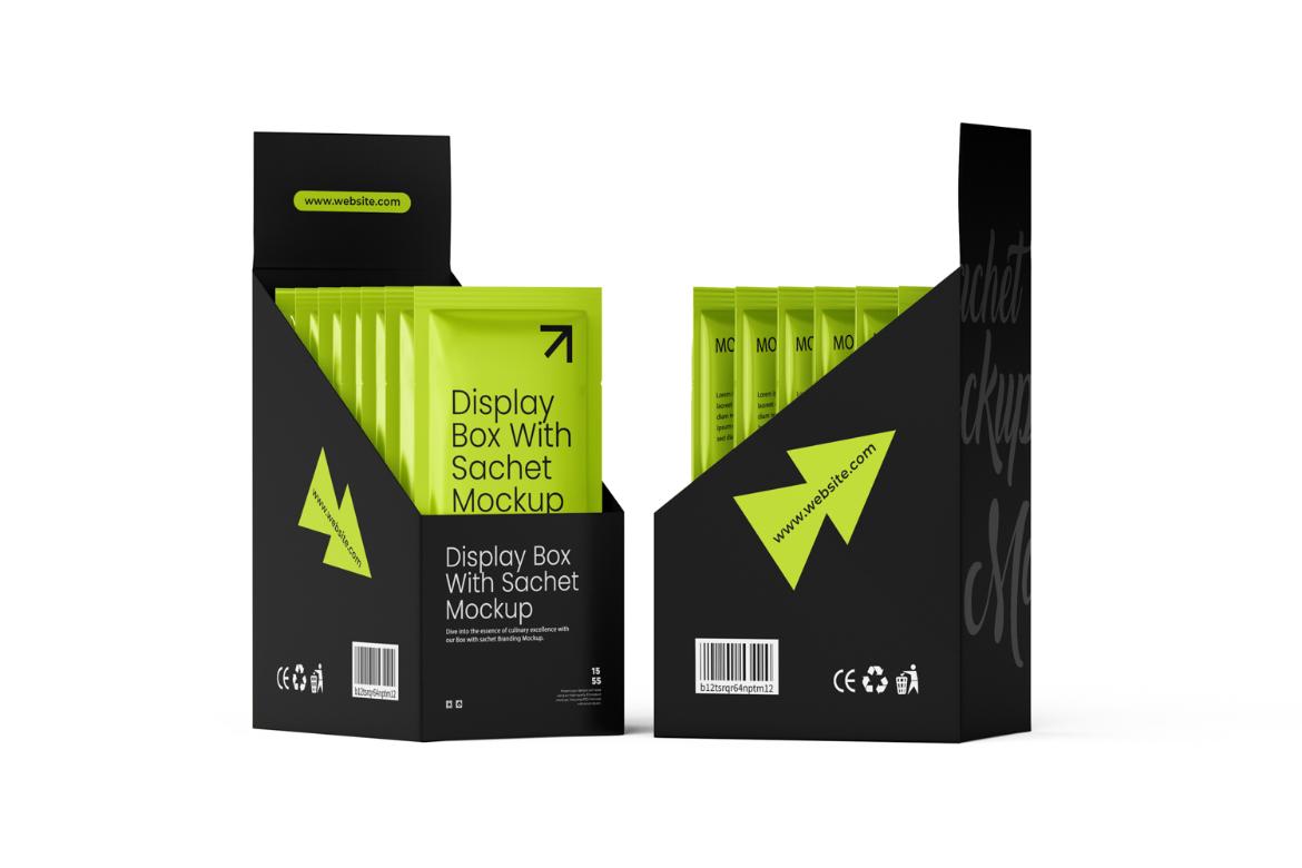 Display Box Mockup With Sachets