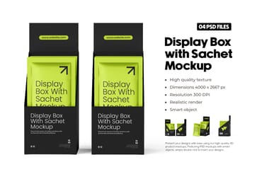 Display Box Mockup With Sachets