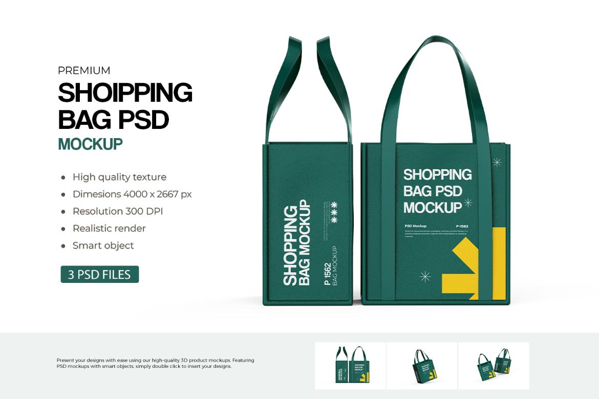 Customizable Stylish Shopping Bag PSD Mockup