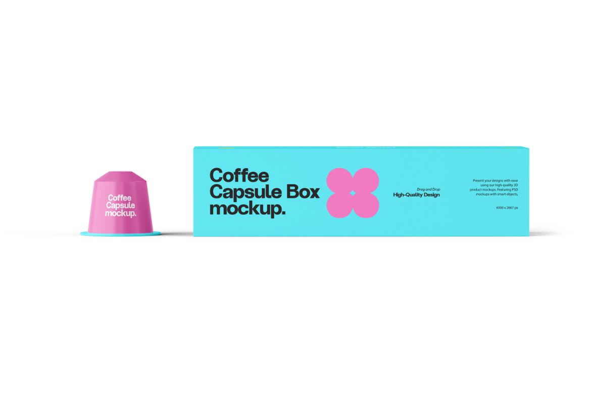 Coffee Capsule with Box Mockup