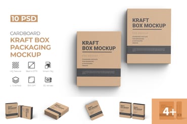 Cardboard Kraft Box Packaging Mockup