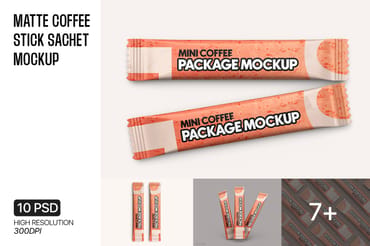Matte Coffee Stick Sachet Mockup