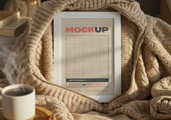 Frame Poster Mockups inside Cozy Wool Sweater