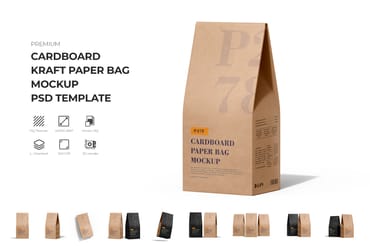 Cardboard Paper Coffee Bag Packaging Mockup