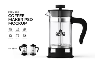 Transparent Coffee Maker PSD Mockup