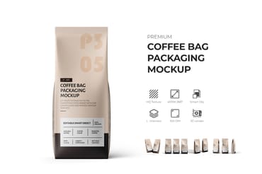 Coffee Bag Packaging PSD Mockup