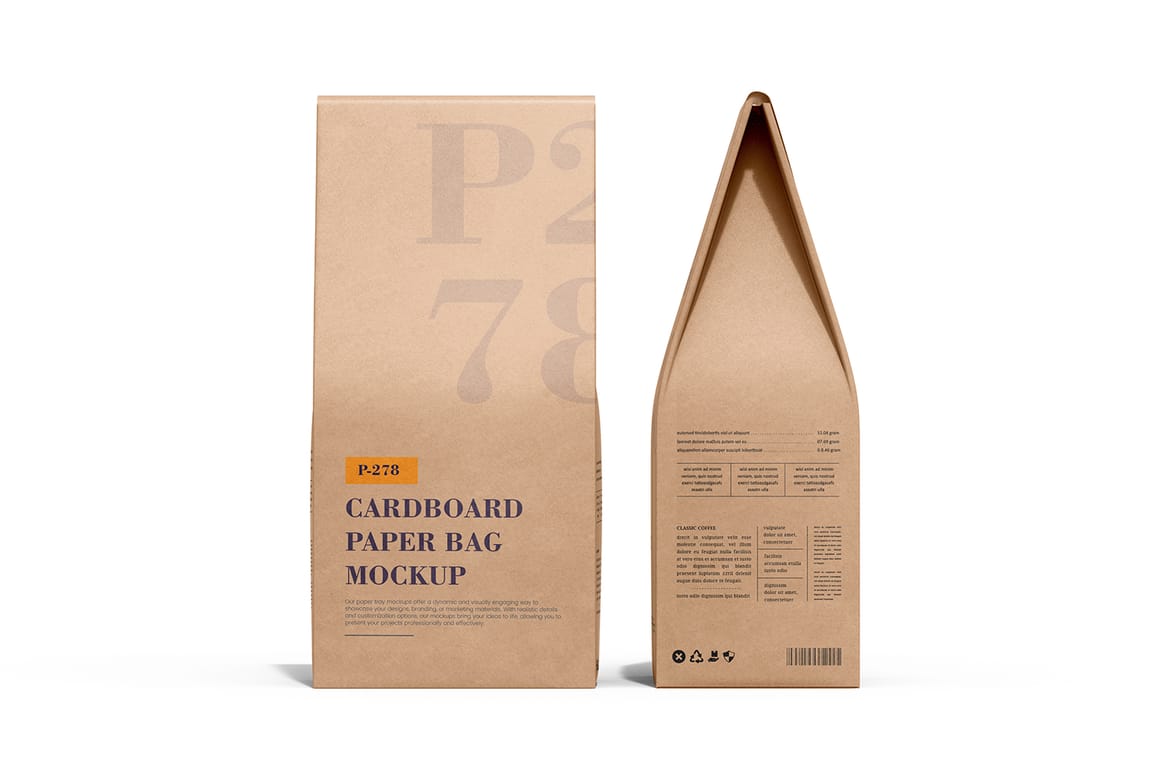 Cardboard Paper Coffee Bag Packaging Mockup