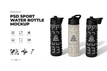 Sports Water Bottle PSD Mockup