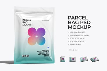 Glossy Parcel Delivery Bag Mockup