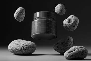 Cosmetic Jar Floating Mockups with Stones