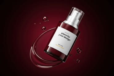 Burgundy Cosmetics Packaging Label Mockups
