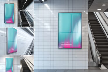 Subway vertical advertising Billboard Mockup