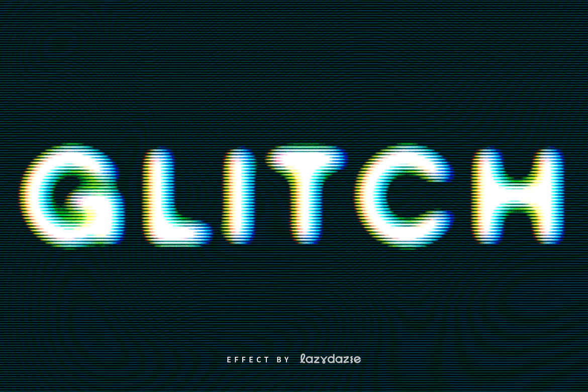 TV Glitch Text Effect Mockup