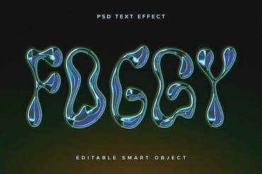 Blue and Green Chrome Text Effect Mockup