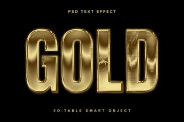 Metallic Gold Text Effect Mockup