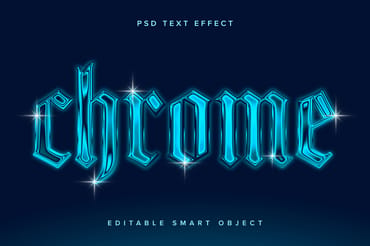 Blue Chrome Text Effect Mockup