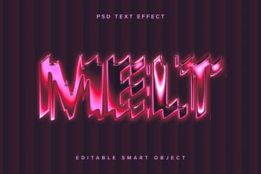 Distorted Pink Chrome Text Effect Mockup