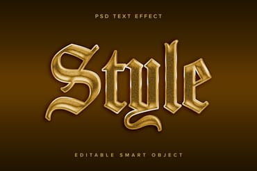 Textured Gold Chrome Text Effect Mockup