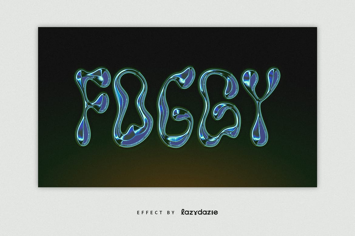 Blue and Green Chrome Text Effect Mockup