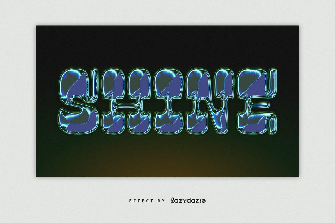 Blue and Green Chrome Text Effect Mockup