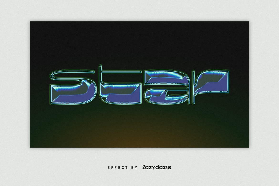 Blue and Green Chrome Text Effect Mockup
