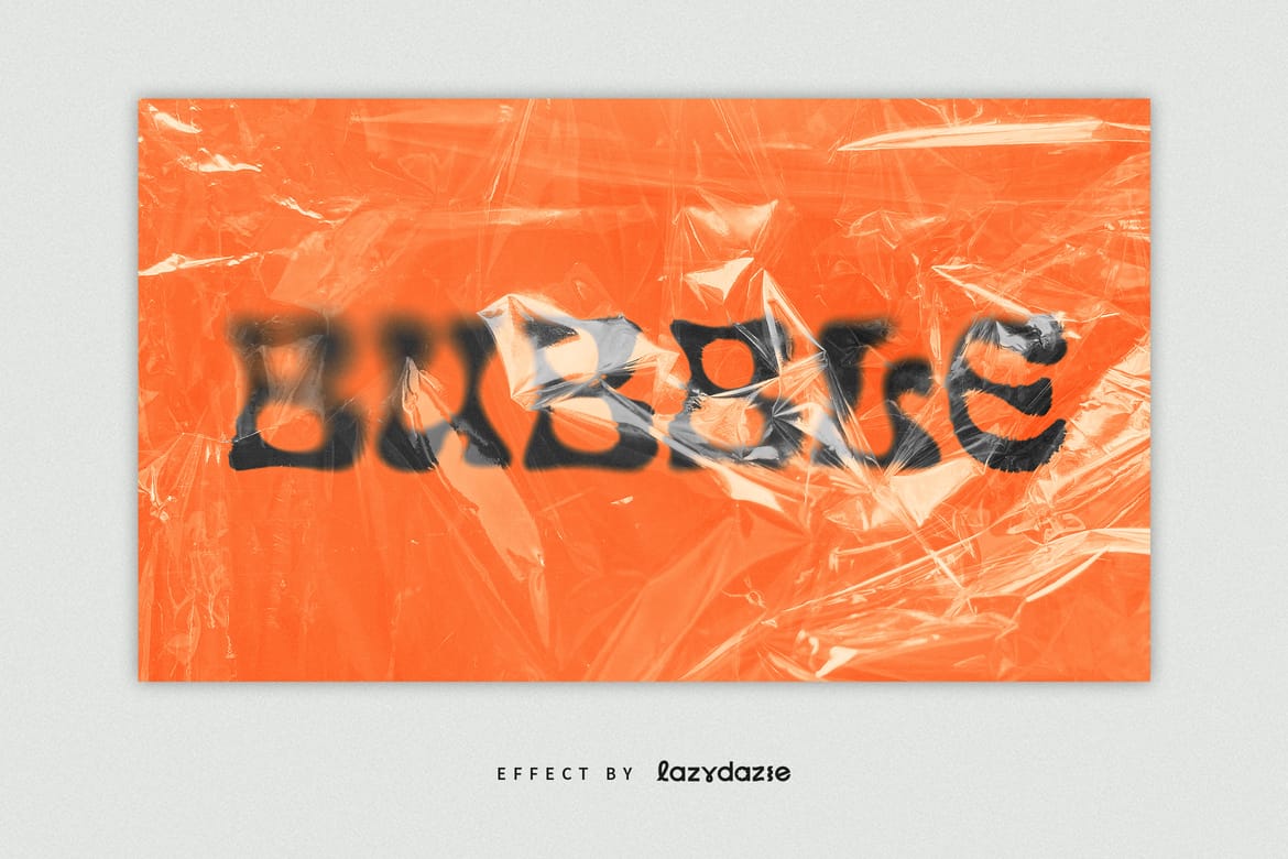 Distorted Plastic Text Effect Mockup