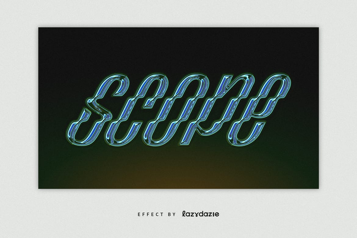 Blue and Green Chrome Text Effect Mockup