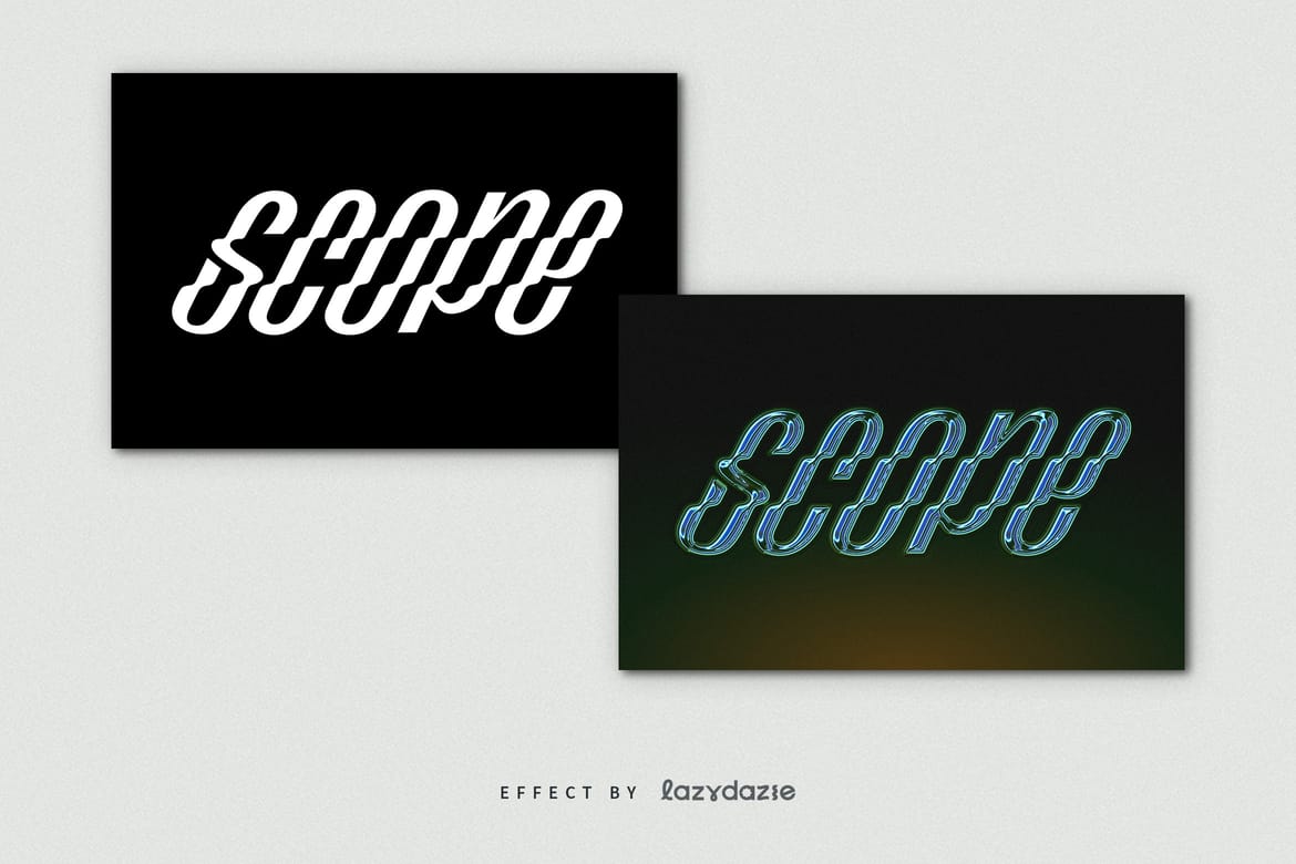 Blue and Green Chrome Text Effect Mockup