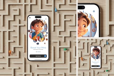 Smartphone in Wooden Maze Mockup