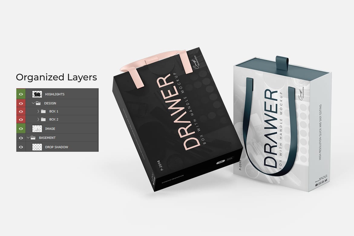 Sliding Gift Box Mockup with Handle