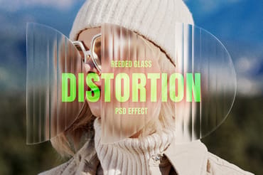 Reeded Glass Distortion Image Effect Mockup