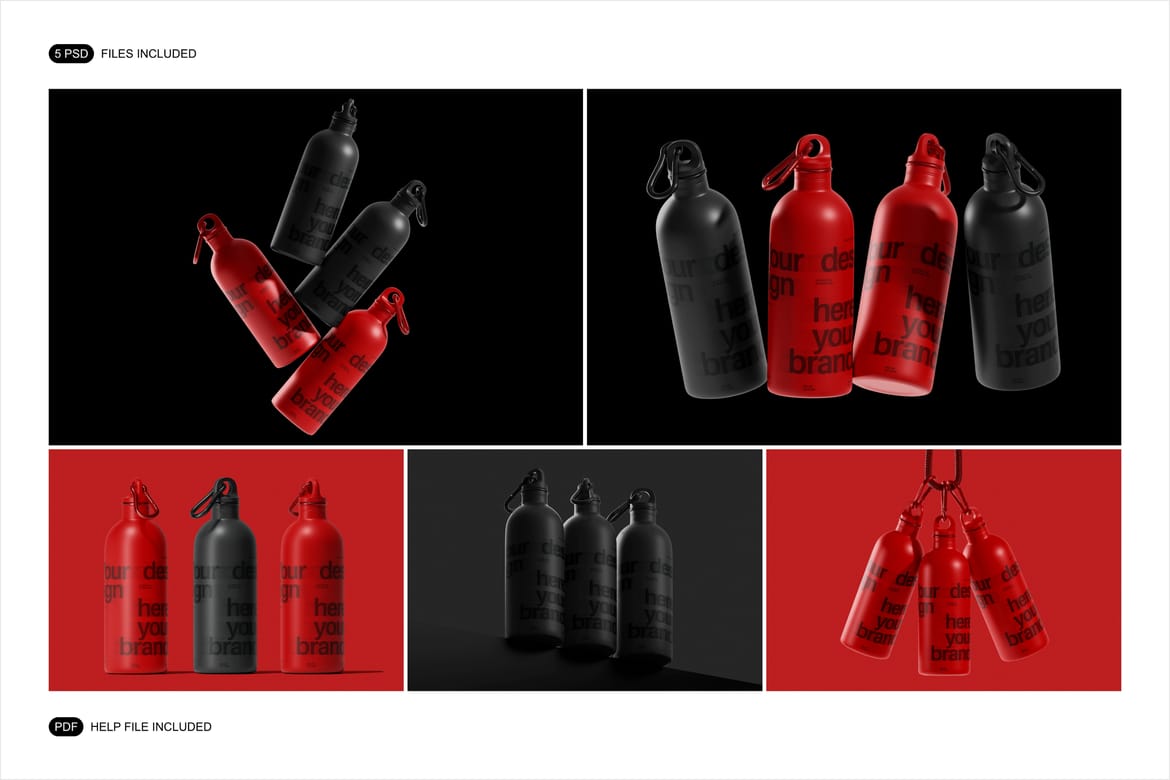 Sport Water Bottle Mockup Set