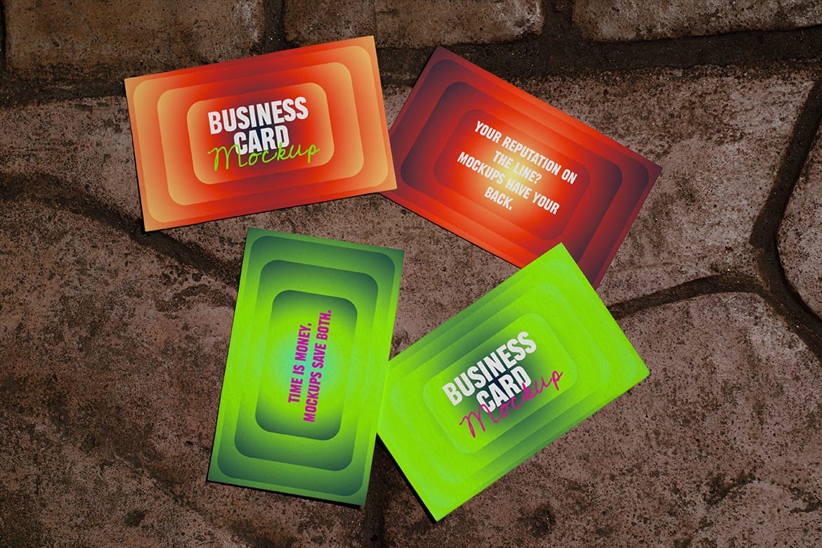 Realistic Scene Business Card Mockup