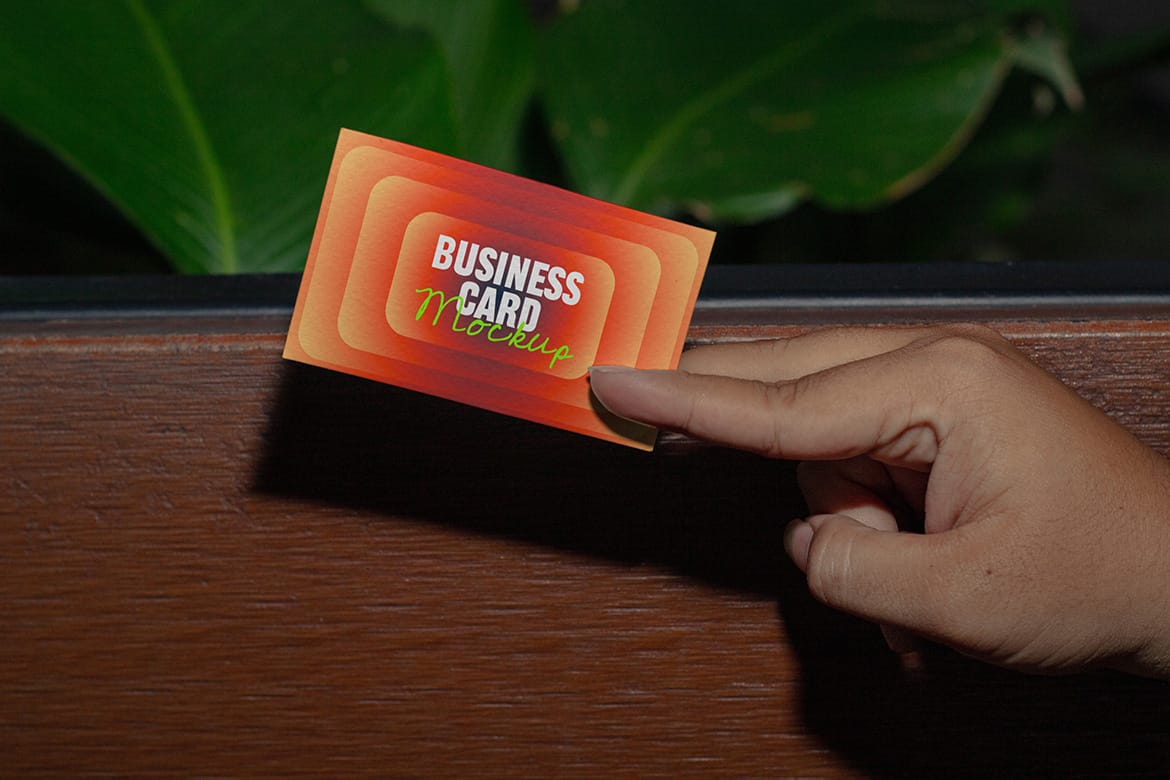 Realistic Scene Business Card Mockup