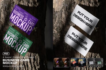 Realistic Scene Business Card Mockup - VOL 1