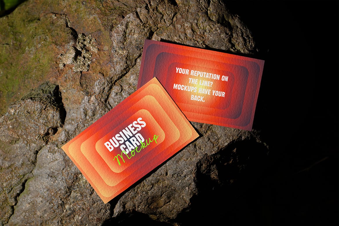 Realistic Scene Business Card Mockup