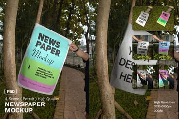 Realistic Scene Newspaper Mockup - VOL 4