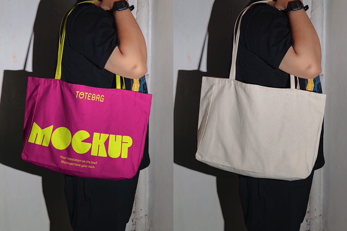 Realistic Scene Tote Bag Mockup - VOL 1