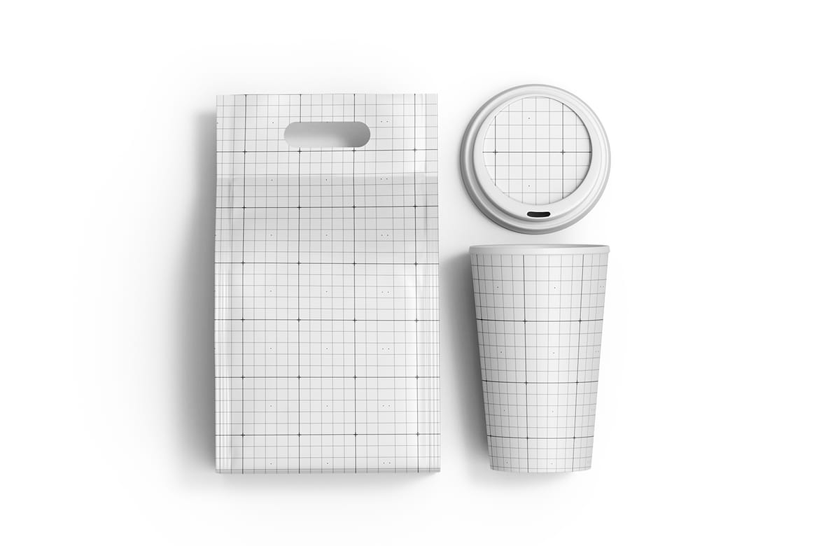 Coffee Bag With Cup Mockup