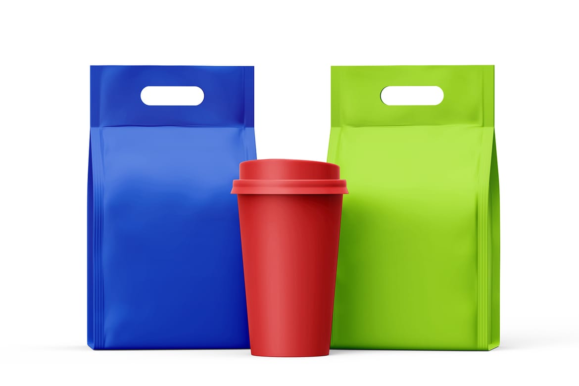 Coffee Bag With Cup Mockup