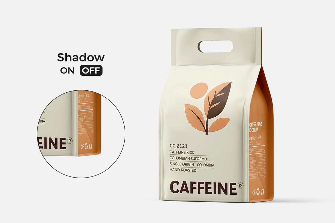 Coffee Bag With Cup Mockup