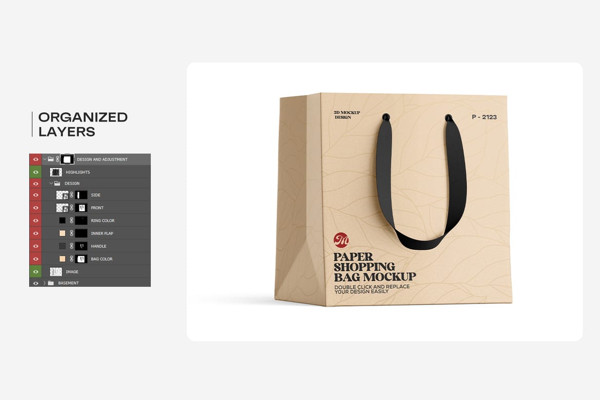 Paper Shopping Bag PSD Mockup