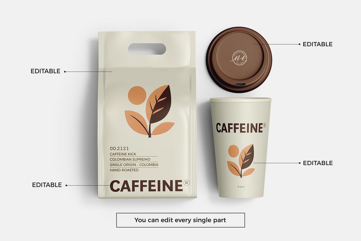 Coffee Bag With Cup Mockup