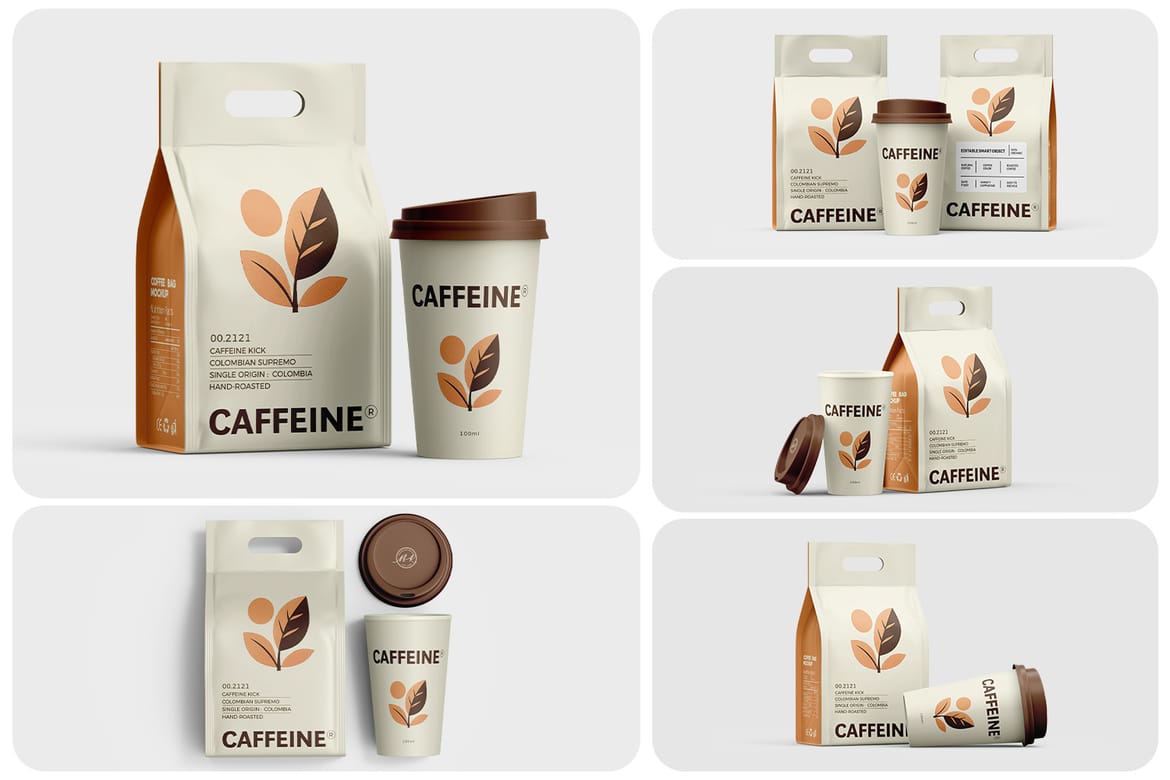 Coffee Bag With Cup Mockup