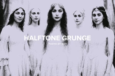 Halftone Grunge Image Effect Mockup