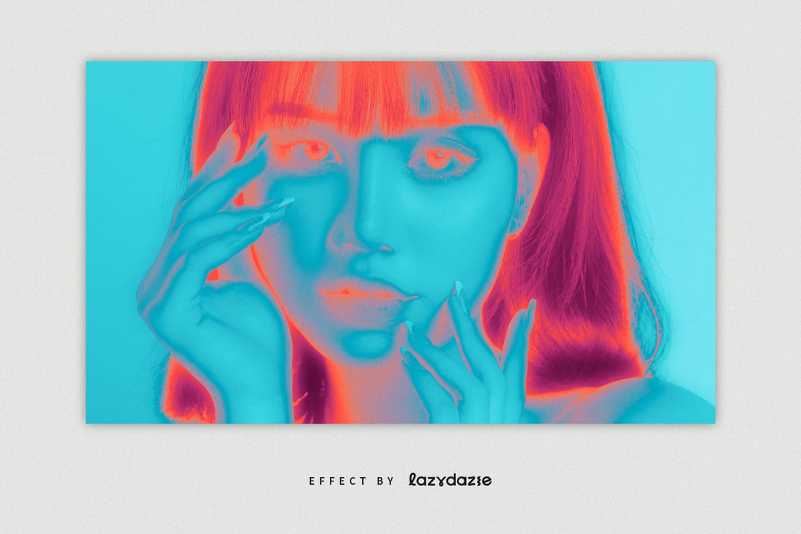 Glowing Gradient Map Image Effect Mockup