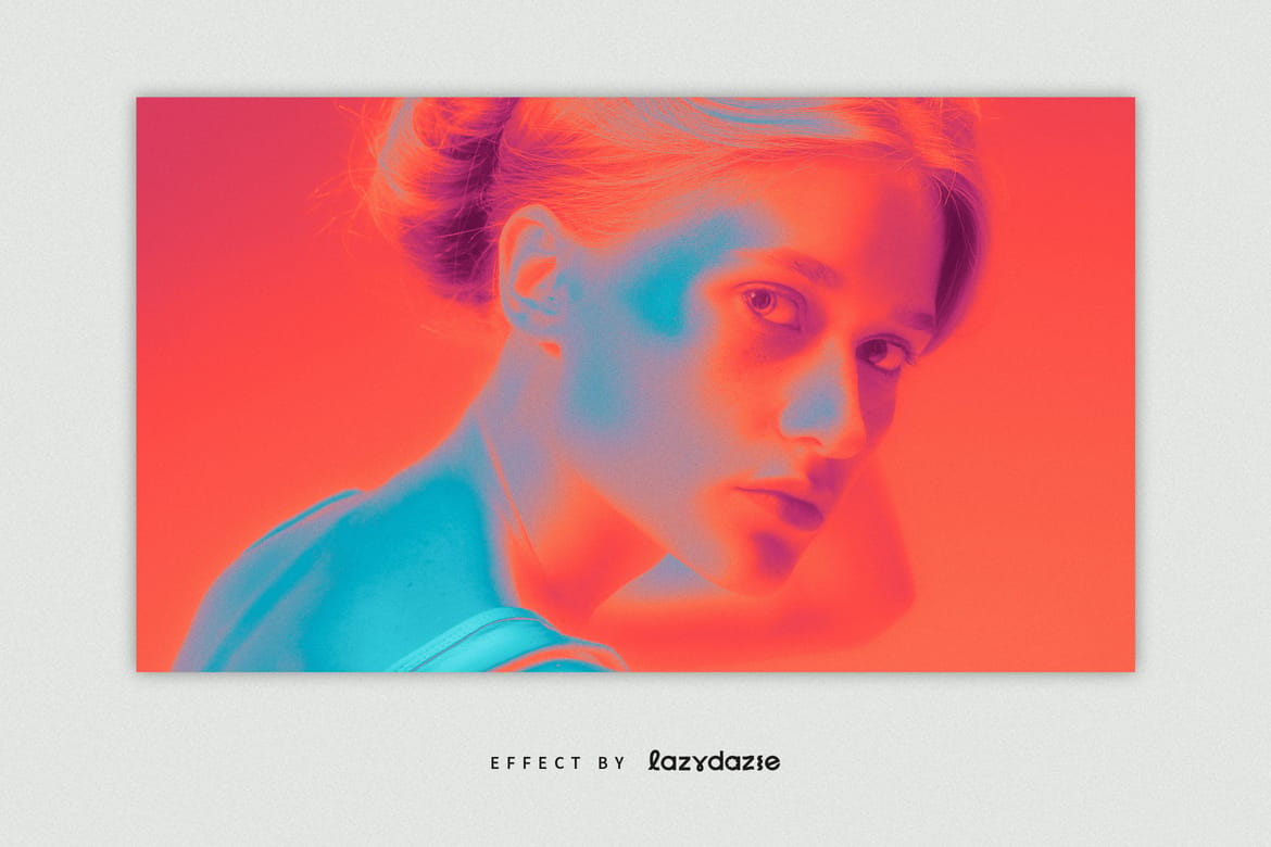 Glowing Gradient Map Image Effect Mockup