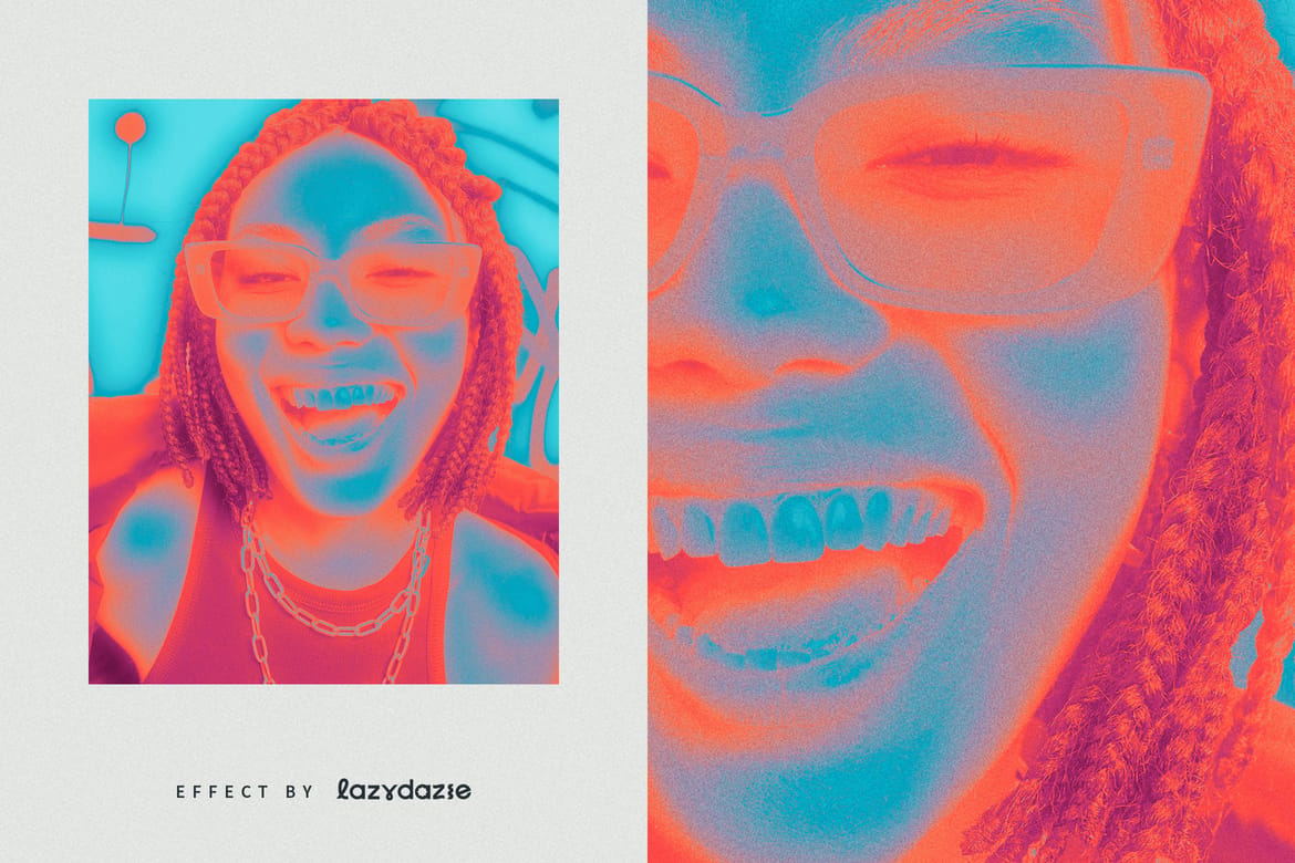 Glowing Gradient Map Image Effect Mockup