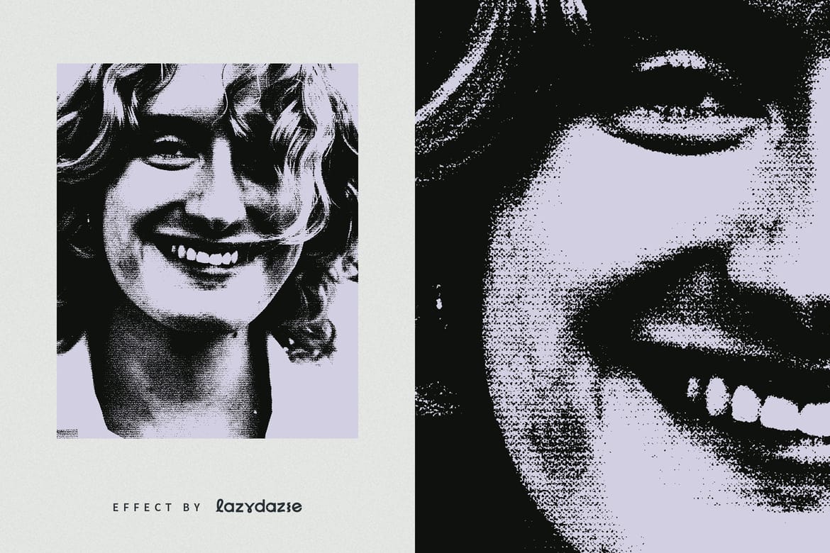 Halftone Grunge Image Effect Mockup